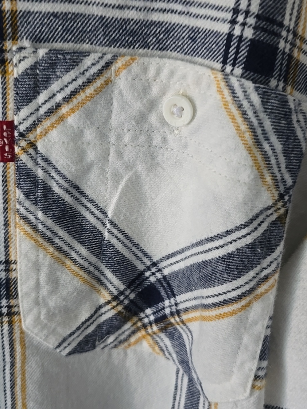 Levi's White & Navy Plaid Lightweight Button-Down Shirt - Picture 5 of 5